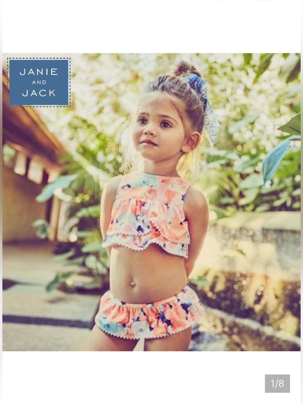 Janie and Jack Coral & Aqua Floral Ruffle Two Piece Swim